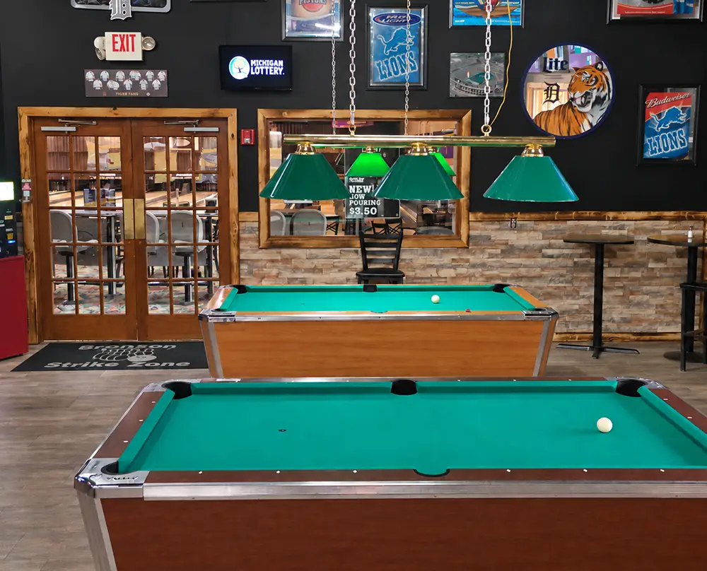 Billiard tables at The Zone in Bronson Strike Zone in Bronson MI